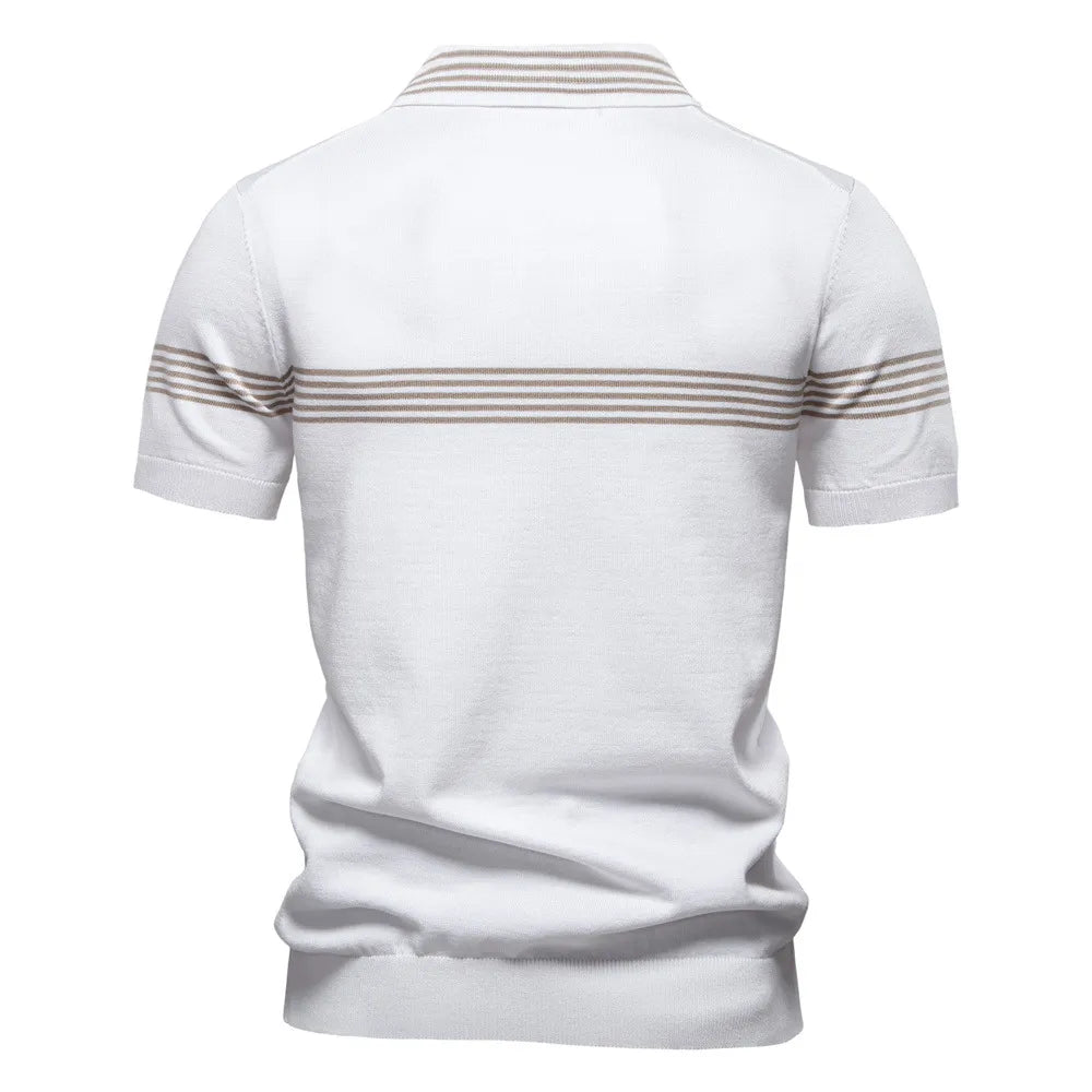 Veneto Luxury Stripe Knit Zip Polo