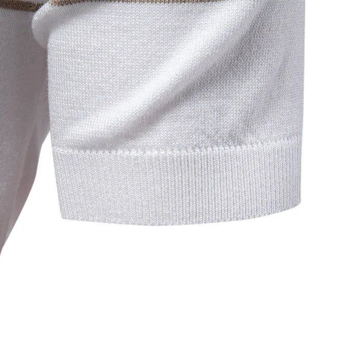 Veneto Luxury Stripe Knit Zip Polo