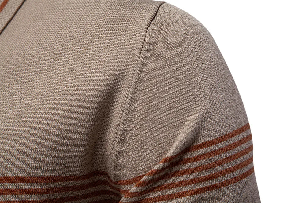 Veneto Luxury Stripe Knit Zip Polo
