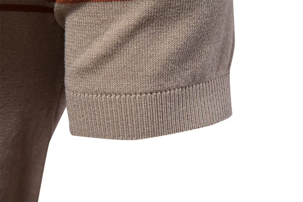 Veneto Luxury Stripe Knit Zip Polo