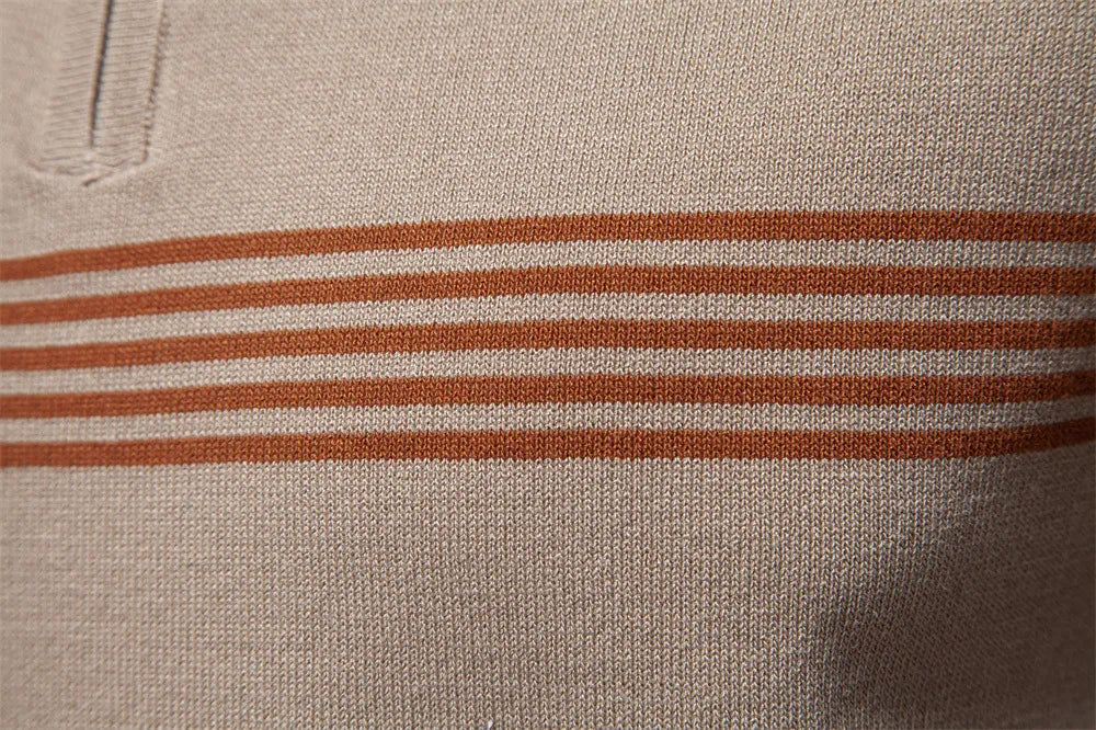Veneto Luxury Stripe Knit Zip Polo