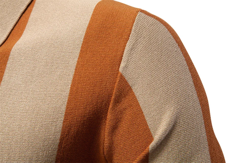 Milano Vertical Stripe Knit Zip Polo