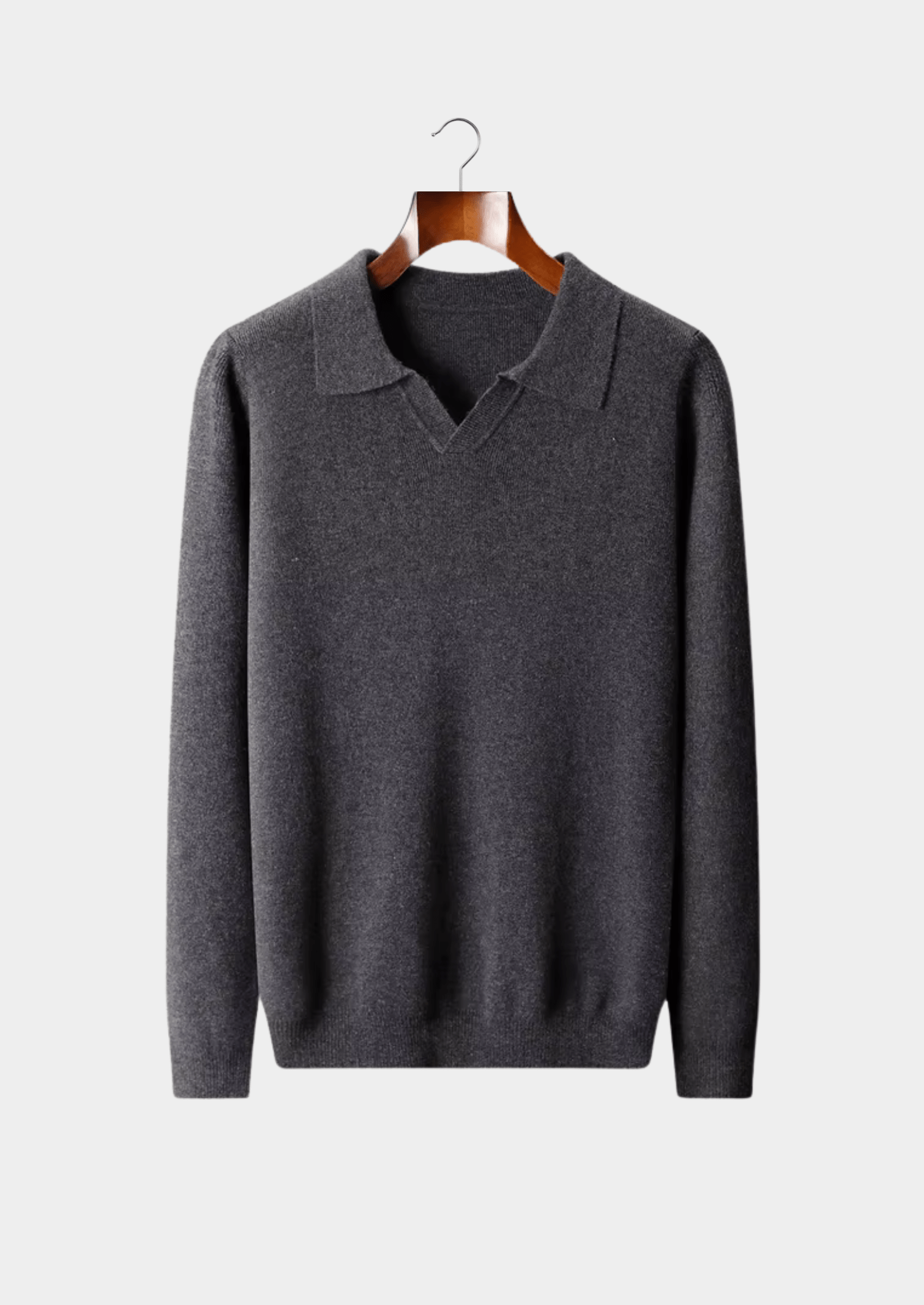 WOOL RIBBED BUTTONLESS POLO