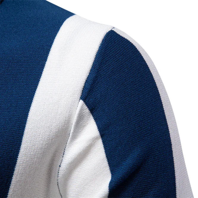 Milano Vertical Stripe Knit Zip Polo