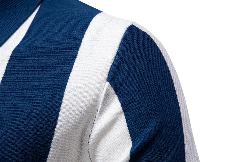 Milano Vertical Stripe Knit Zip Polo
